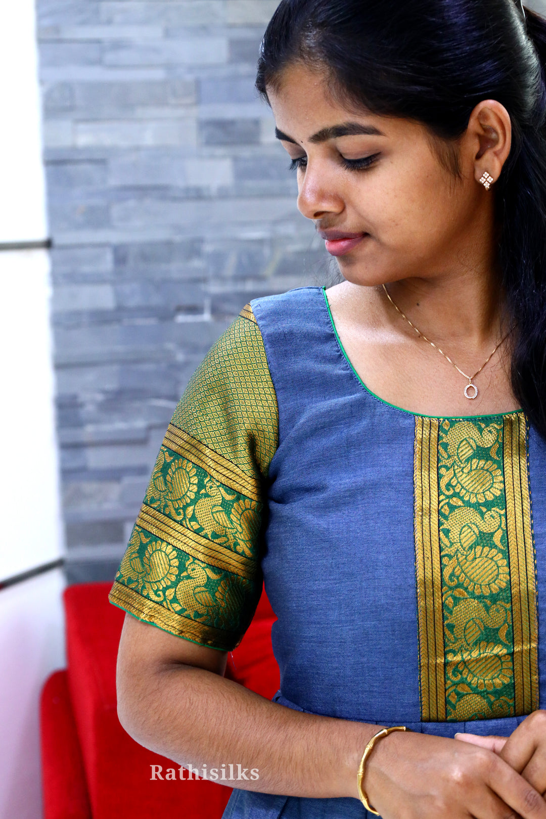 Narayanapet Cotton Zari Border Long Ethnic Gown