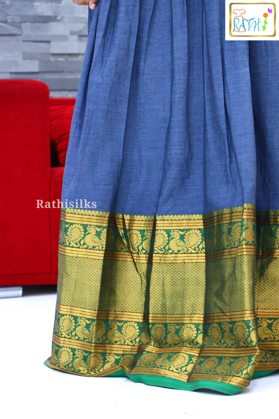 Narayanapet Cotton Zari Border Long Ethnic Gown