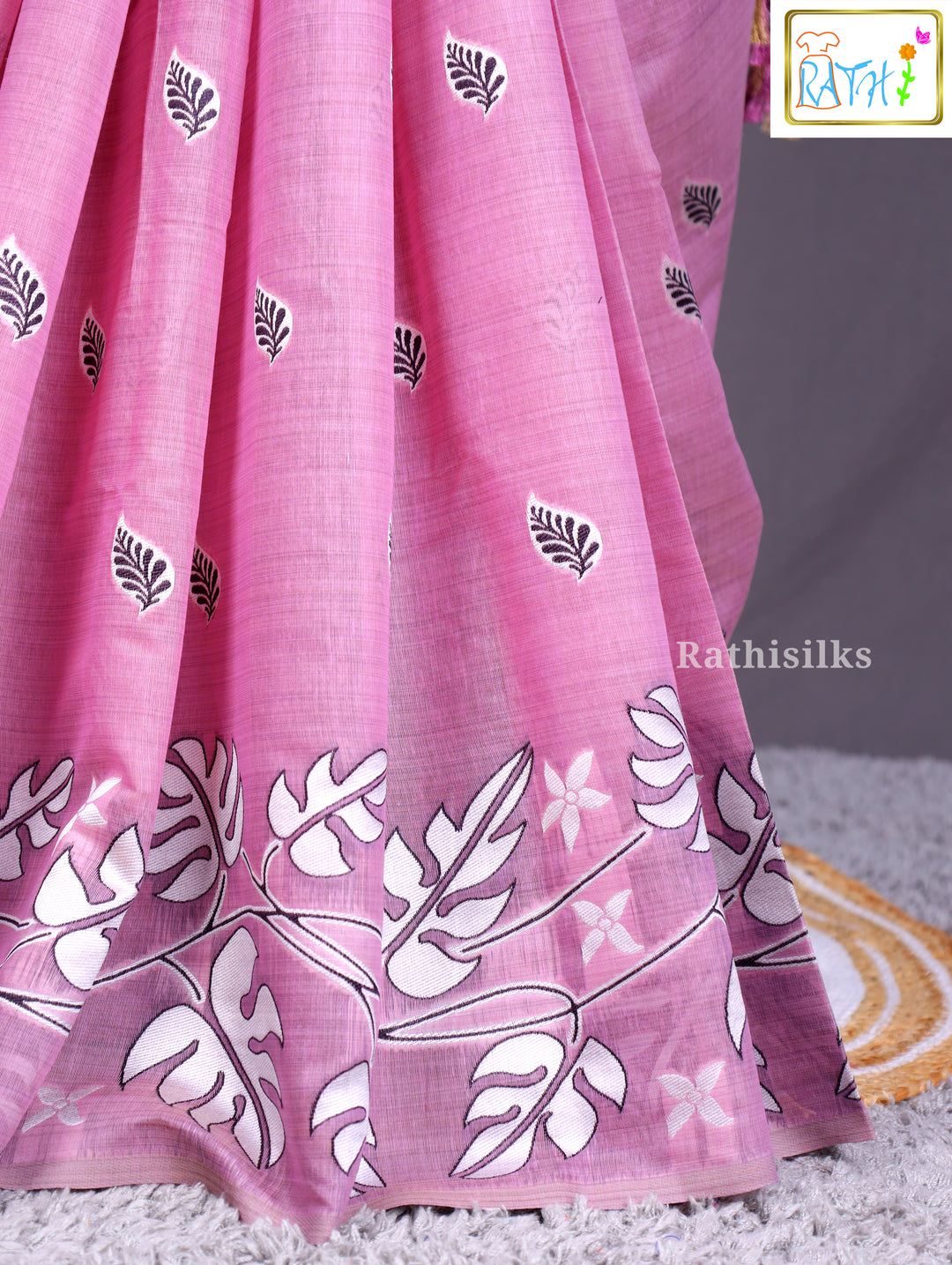 Pastel Pink Synthetic Saree