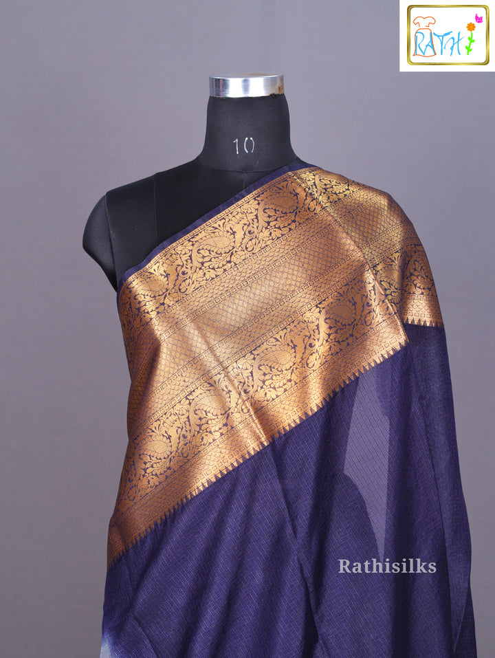 Elegant Grey and Gold Synthetic Saree