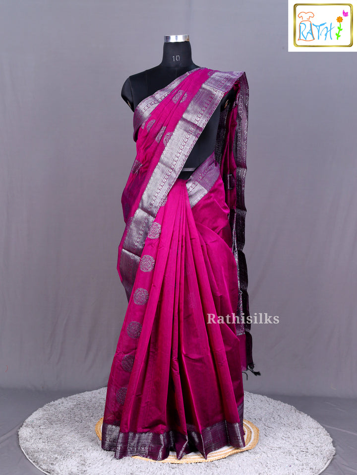 Elegant Magenta Synthetic Saree