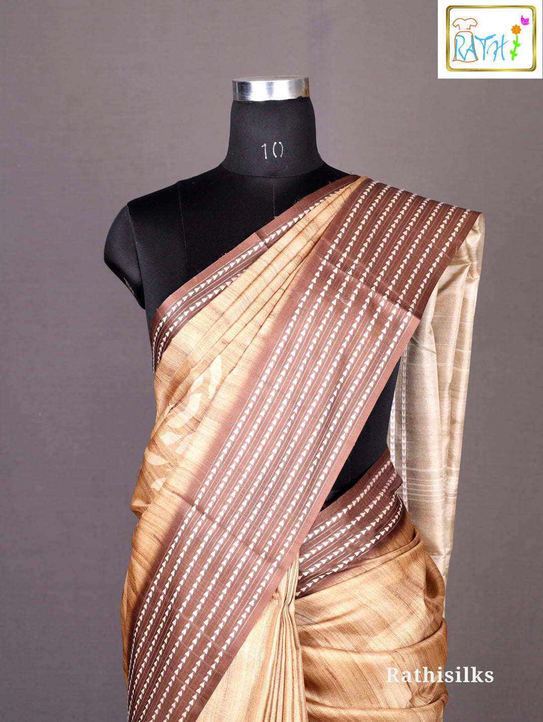 Elegant Golden Brown Synthetic Saree