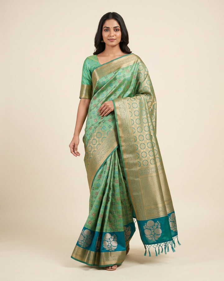 Vanashri - Emerald Synthetic Art Saree