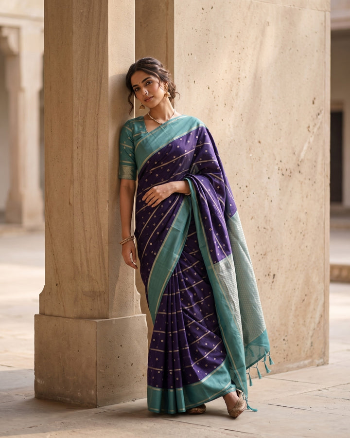 Kohila — Deep Navy Tana Art Silk Saree