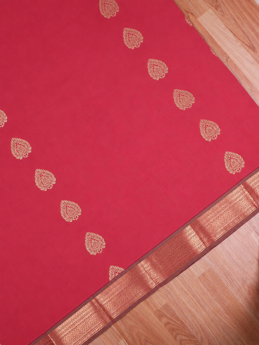Radha — Brick Red Art Silk Saree