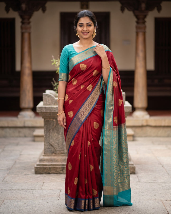 Tamilarasi — Maroon Art Silk Saree