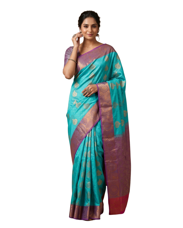Sagara - turquoise Blue Tana Art Saree