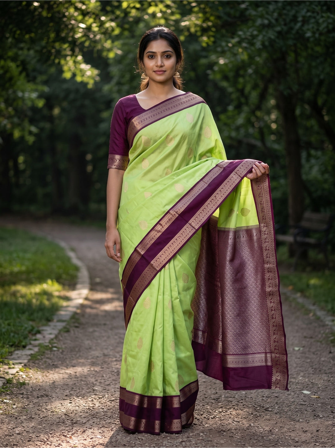 Manjari — Light Green Tana Art Silk Saree