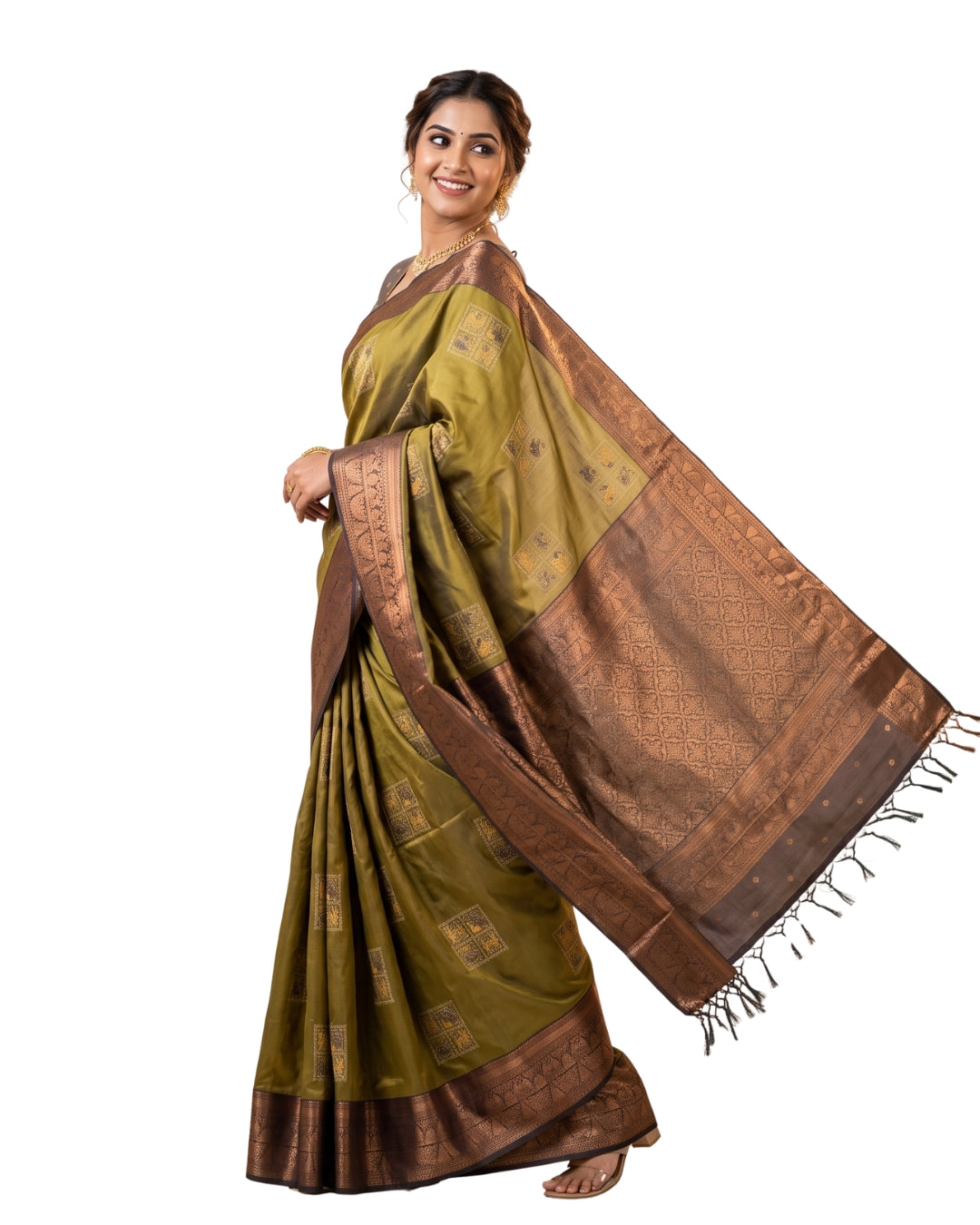 Mrdula - Mustard Yellow Synthetic Art Saree