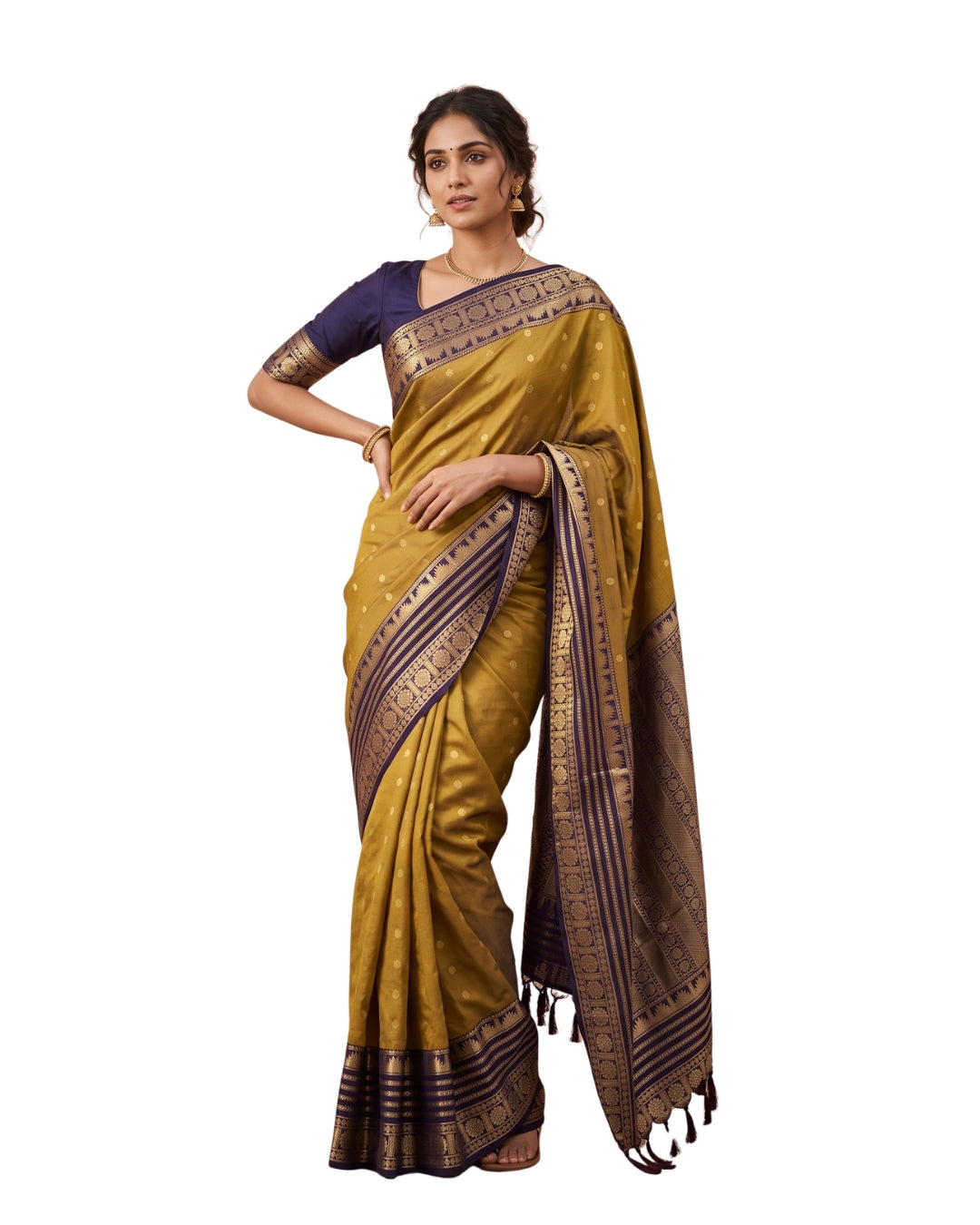 Eswari — Mustard Yellow Tana Art Silk Saree