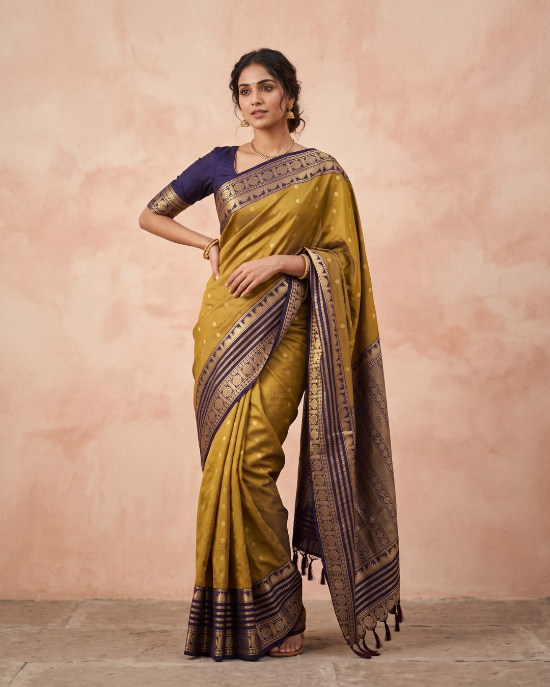 Eswari — Mustard Yellow Tana Art Silk Saree