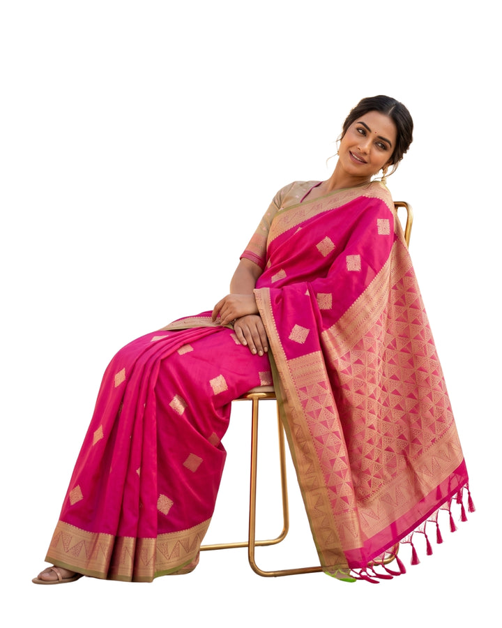 Madhuri - Magenta Rose Synthetic Saree
