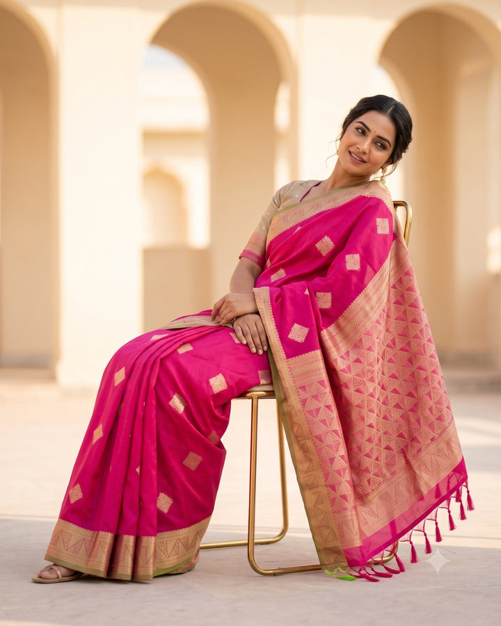 Madhuri - Magenta Rose Synthetic Saree
