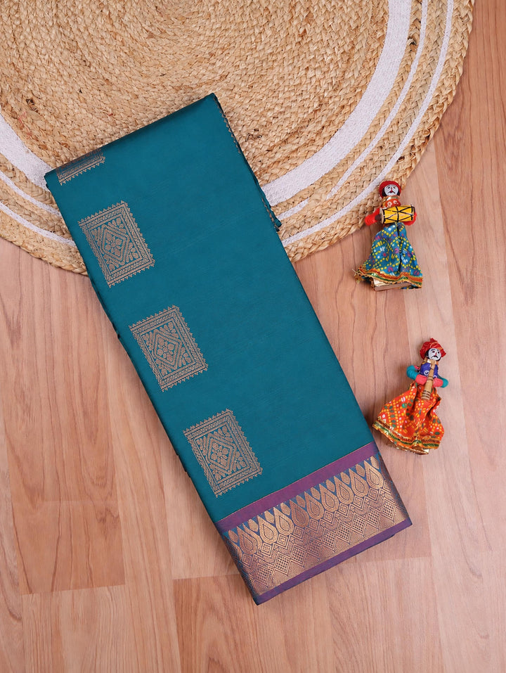 Meenal — Teal Green Art Silk Saree