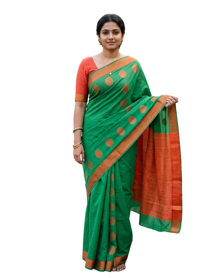 Charumathi — Emerald Green Art Silk Saree