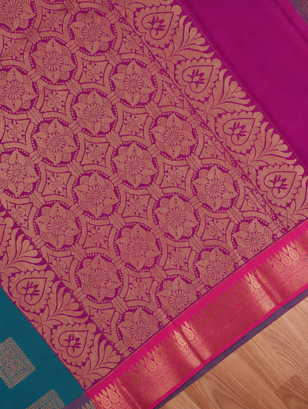 Meenal — Teal Green Art Silk Saree