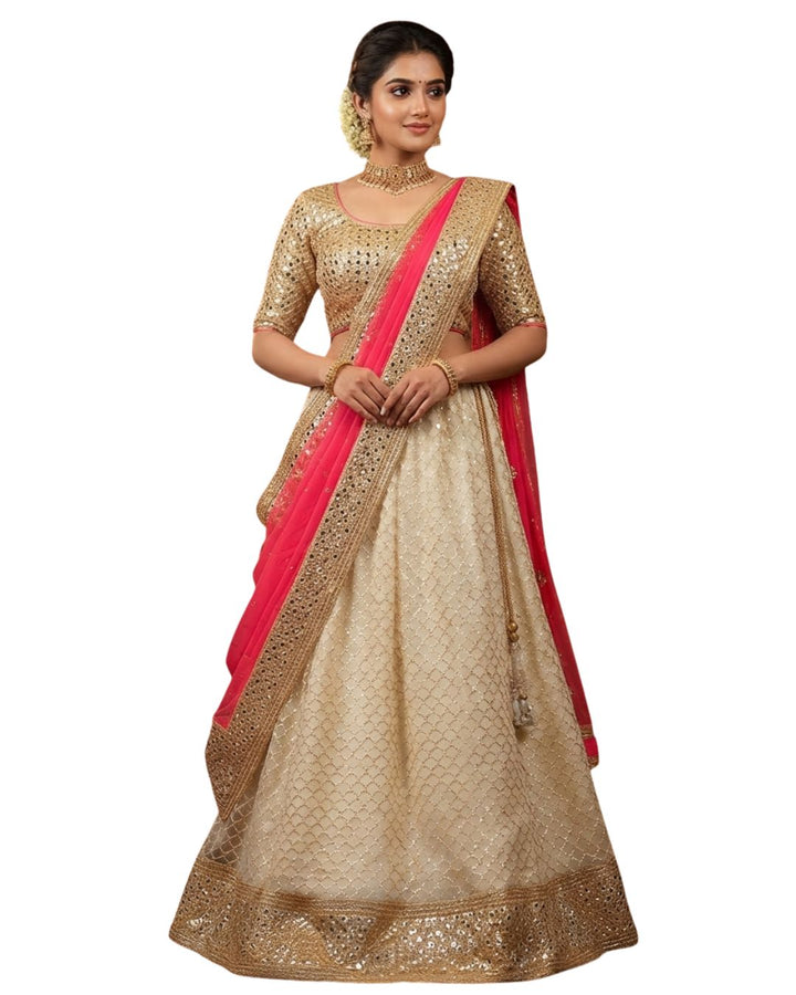 Elegant White & Gold Lehenga