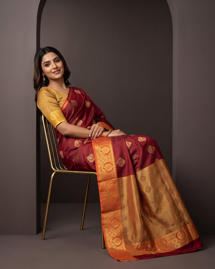 Sindhoora -Deep Maroon Tana Art Saree