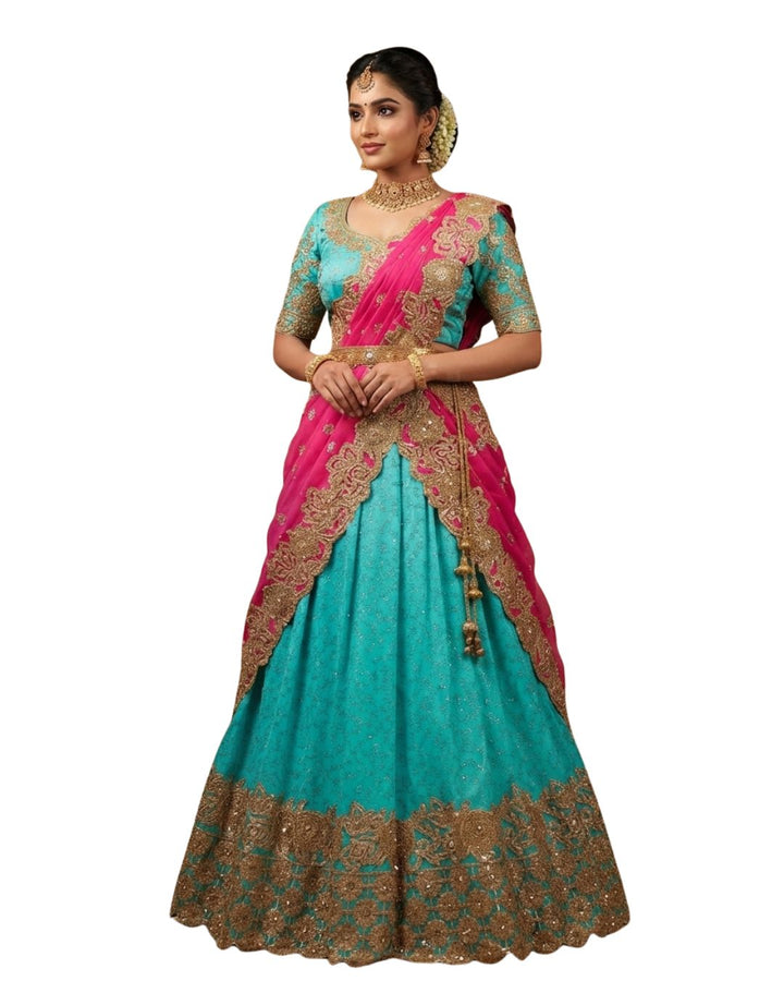 Chic Aqua Blue Lehenga