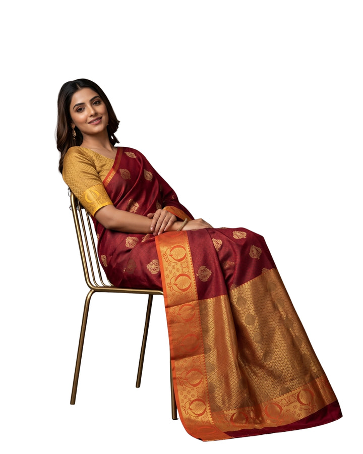 Sindhoora -Deep Maroon Tana Art Saree