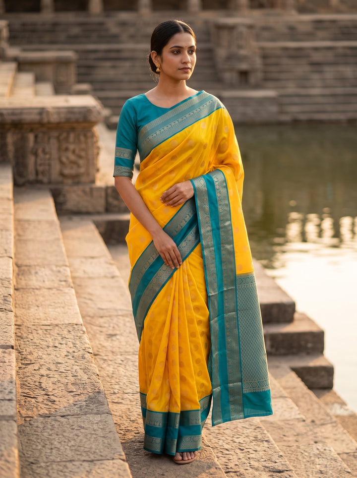 Bhanu — Yellow Tana Art Silk Saree
