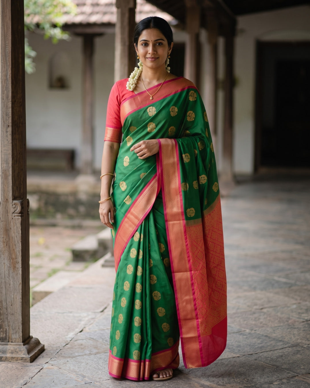 Mithra — Green Art Silk Saree