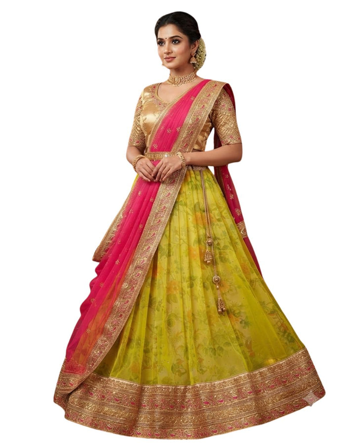 Fresh Lime Green Floral Lehenga