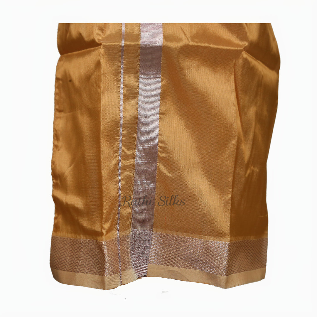 Kid’s Traditional Art Silk Dhoti Shirt Set with Angavastram