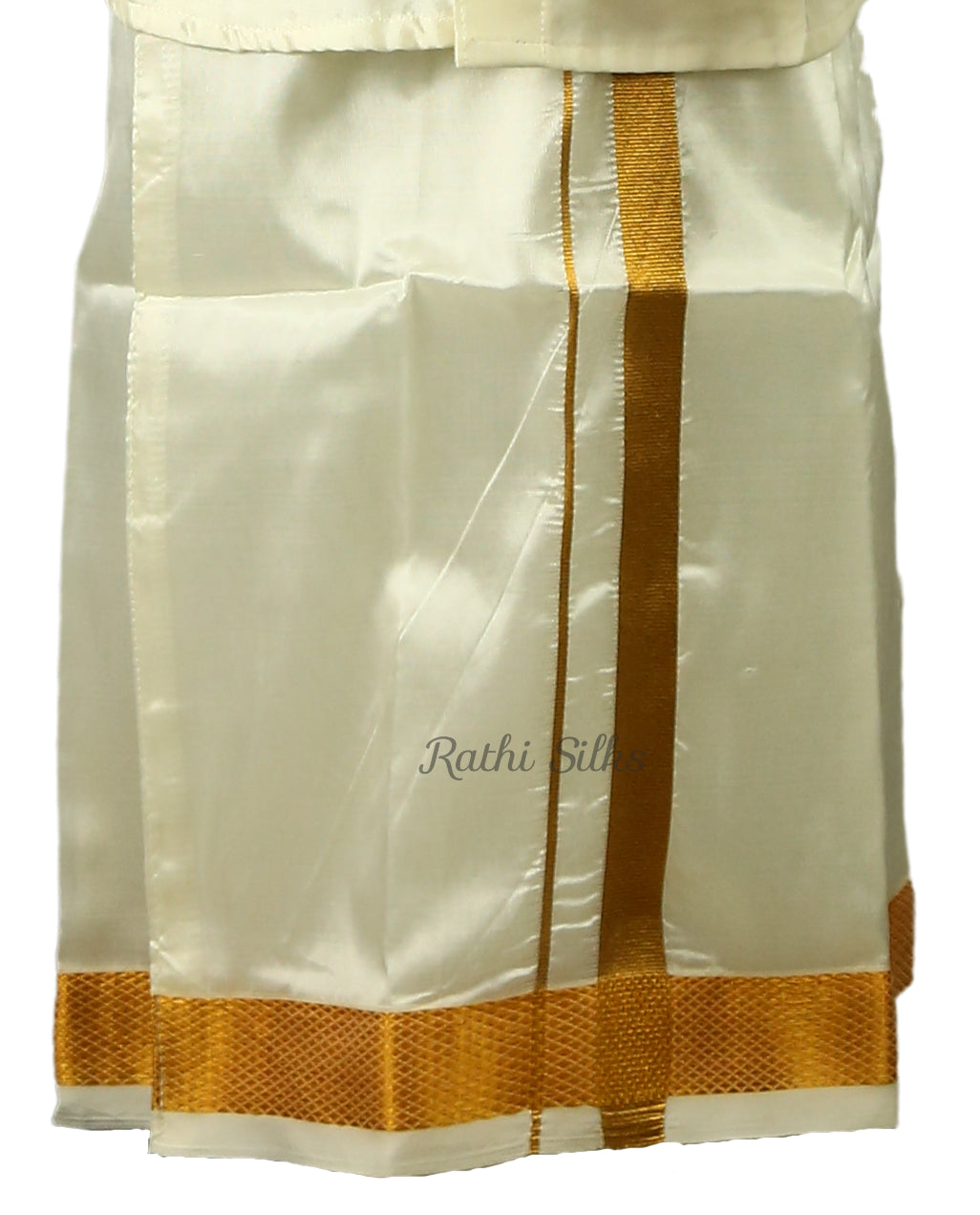 Kid’s Traditional Art Silk Dhoti Shirt Set with Contrast Zari Border