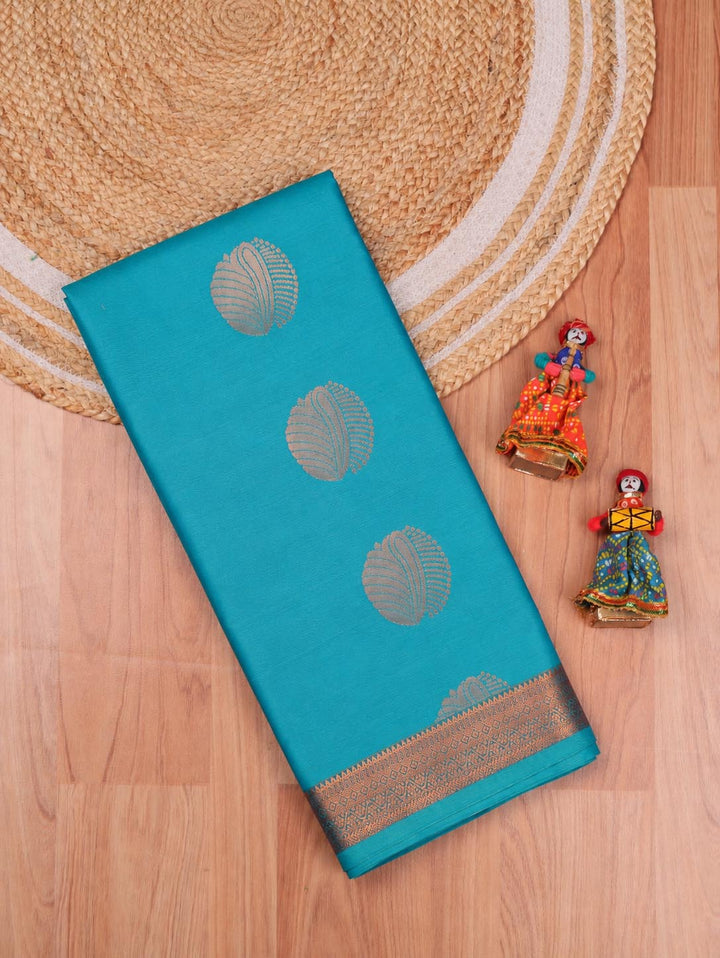 Sundari — Peacock Blue Art Silk Saree – full saree