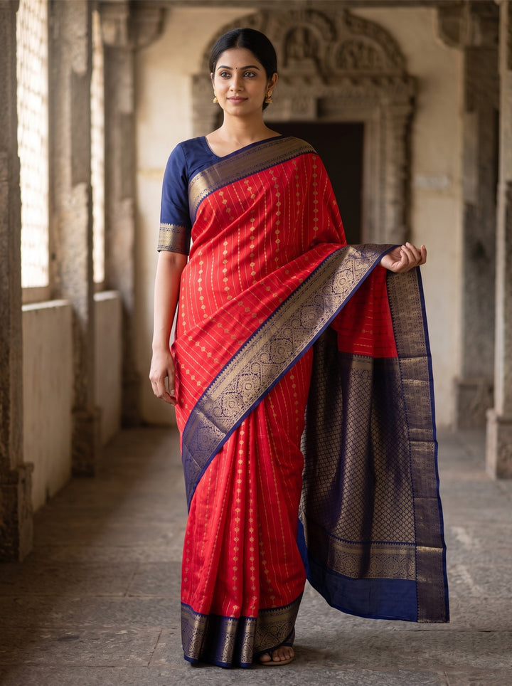 Durga — Red Tana Art Silk Saree