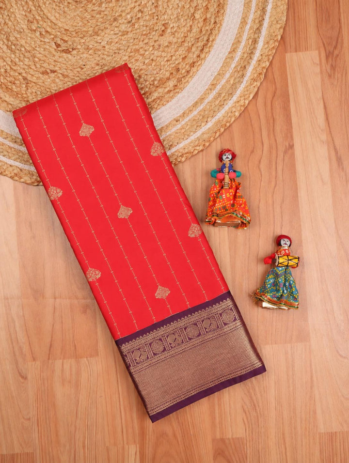 Rohini — Red Tana Art Silk Saree – full saree