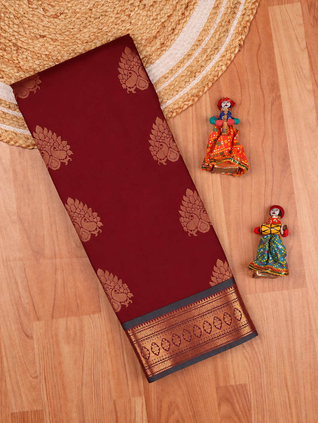 Tamilarasi — Maroon Art Silk Saree