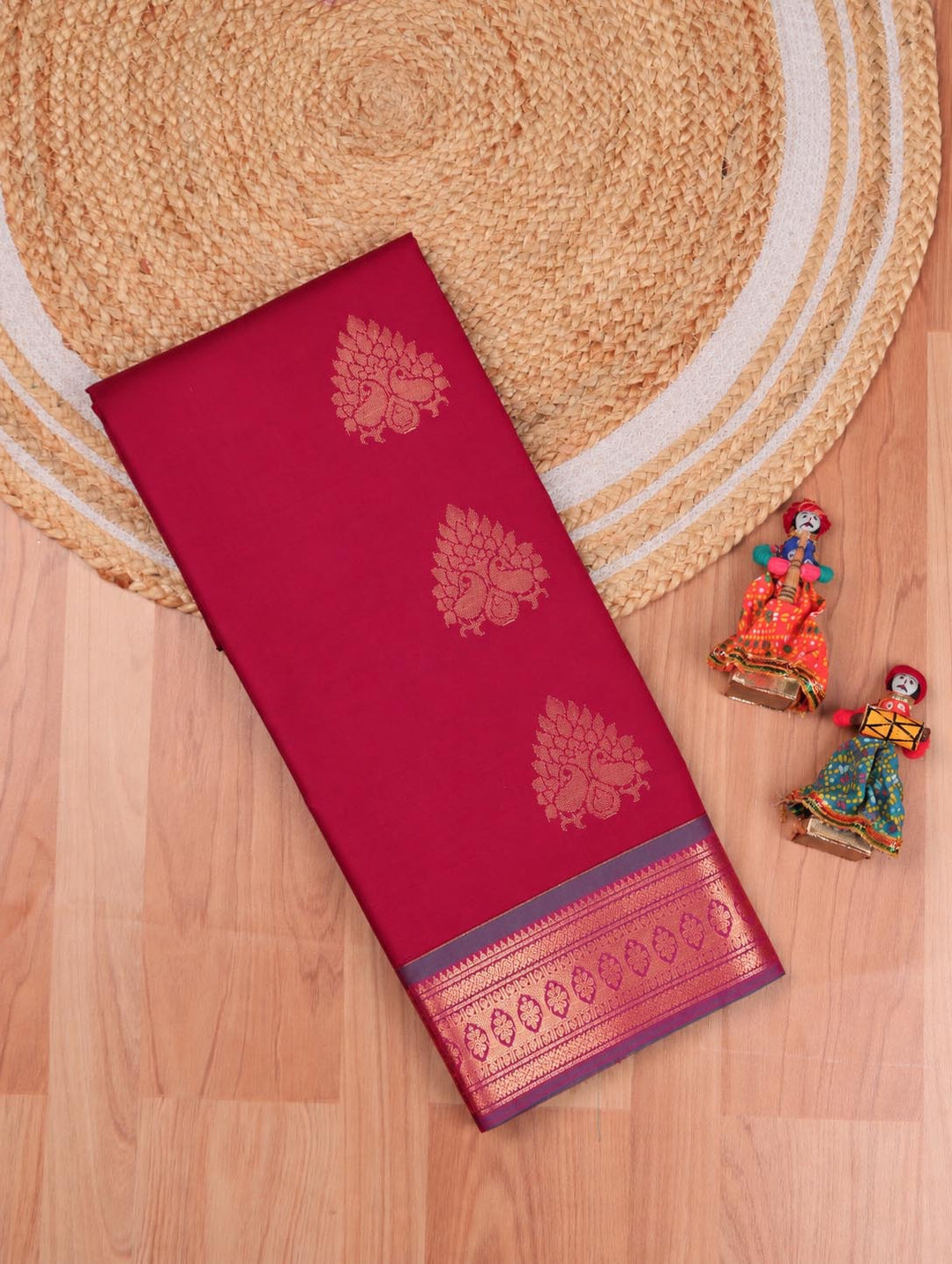 Jaya — Magenta Pink Art Silk Saree – full saree