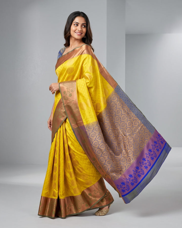 Haridra - Muted Yellew Tana Art Saree