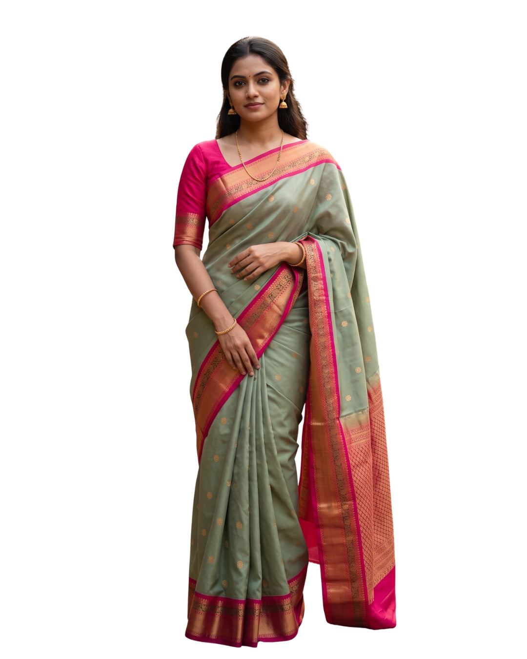 Tharini — Sage Green Tana Art Silk Saree | Rathi Silks, Salem