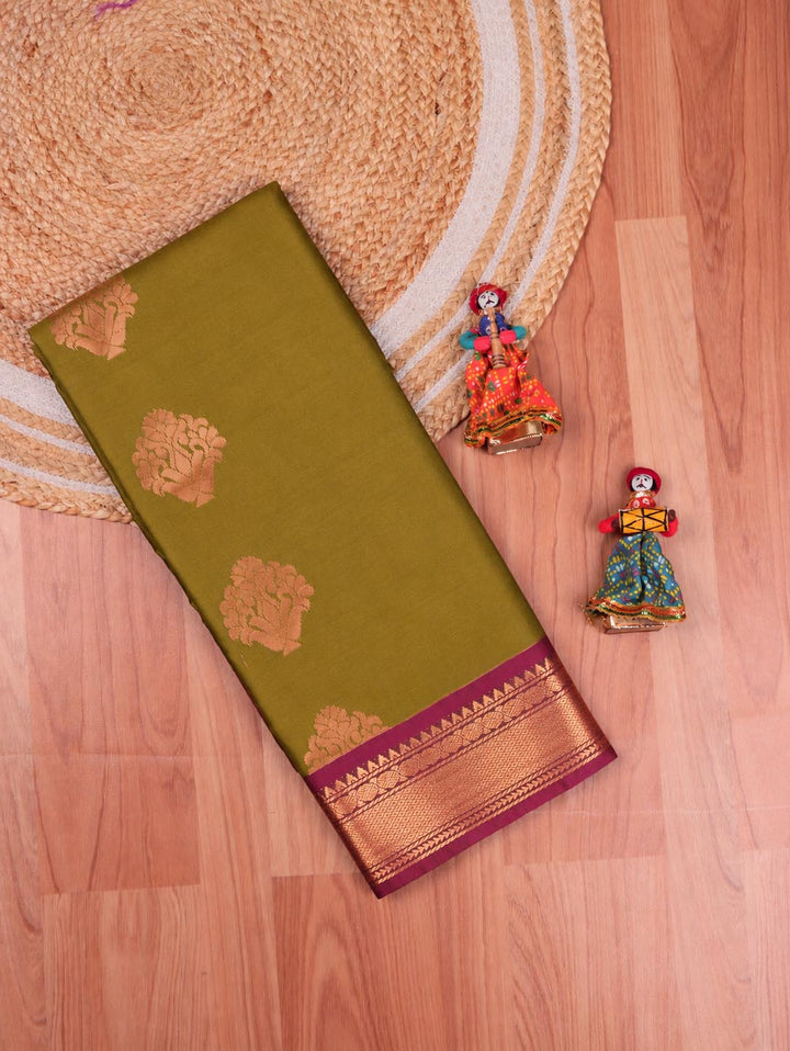 Janaki — Olive Green Art Silk Saree – full saree