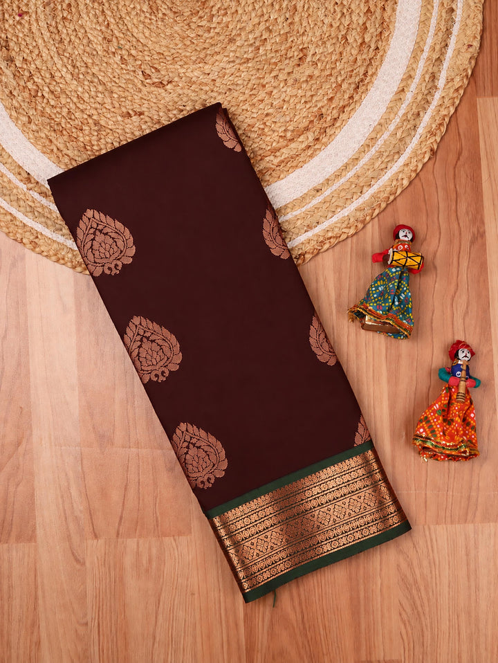 Thilaka — Dark Brown Art Silk Saree