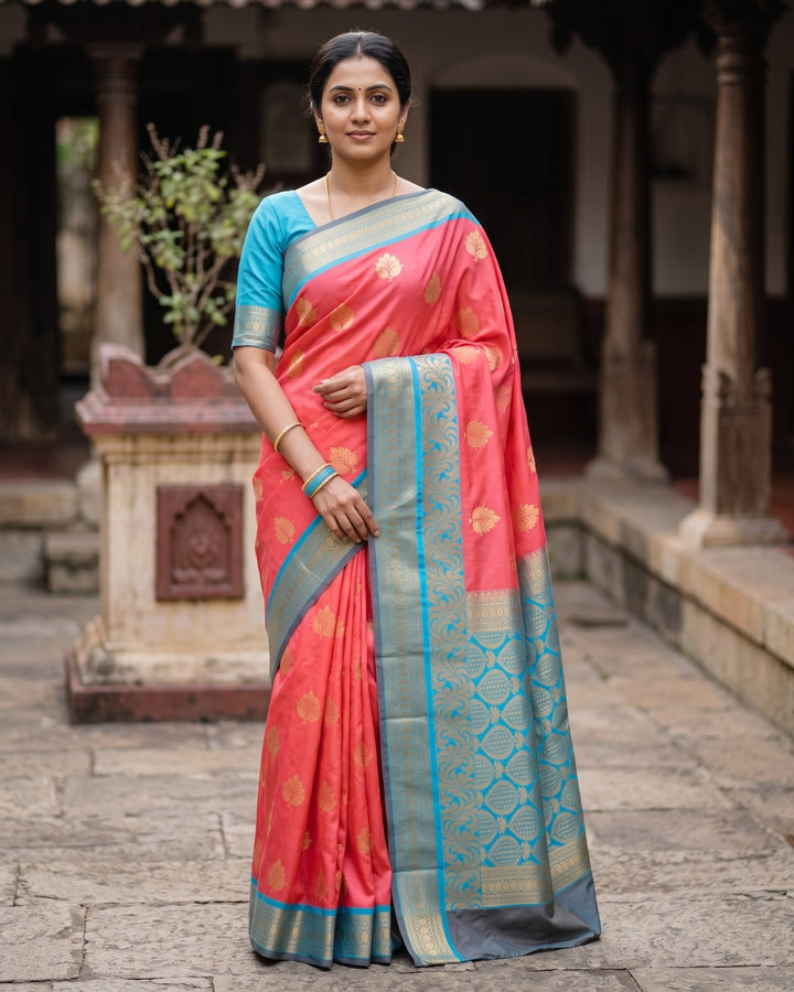 Dhanya — Dusty Rose Art Silk Saree