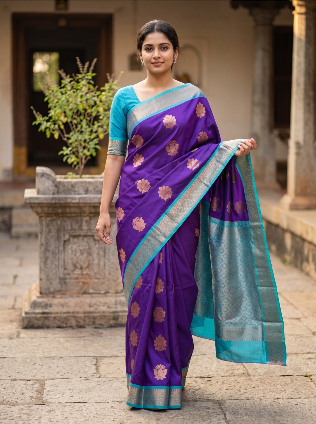 Shyamala — Purple Tana Art Silk Saree