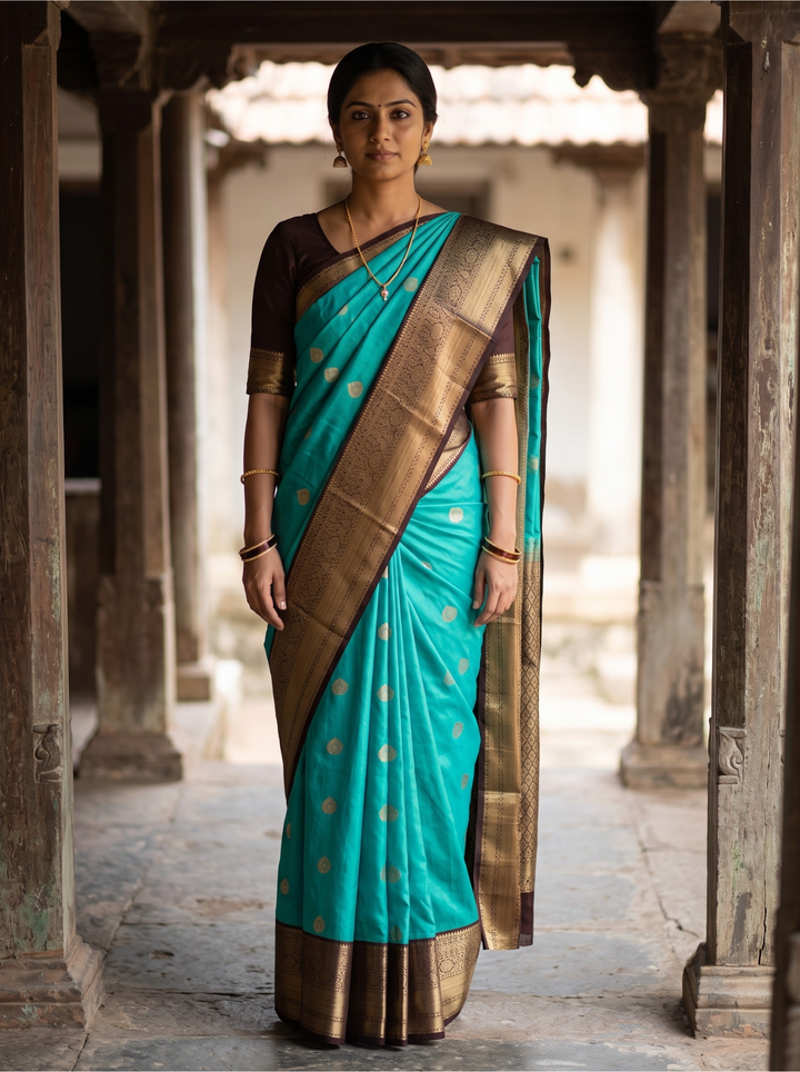 Brindha — Sea Green Tana Art Silk Saree