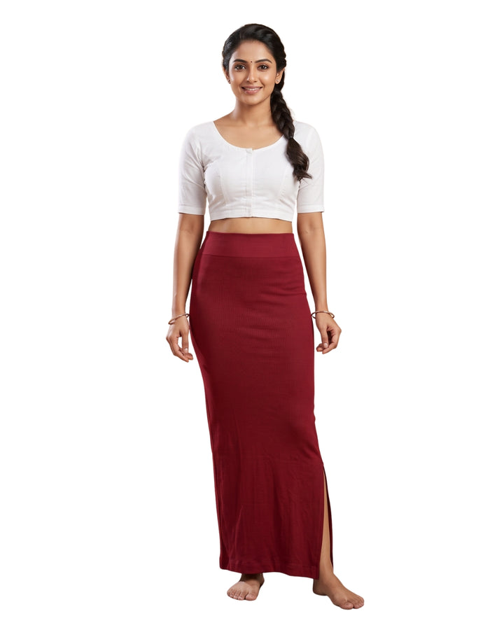 Maroon fish-cut saree shapewear #colour_maroon
