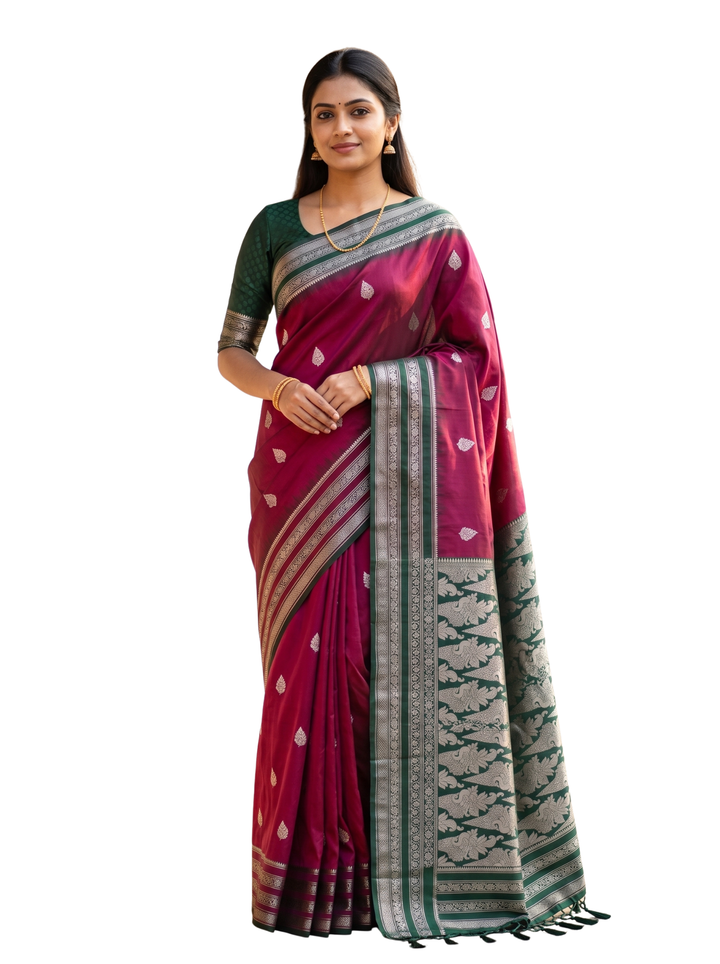 Pushpa — Pink Tana Art Silk Saree