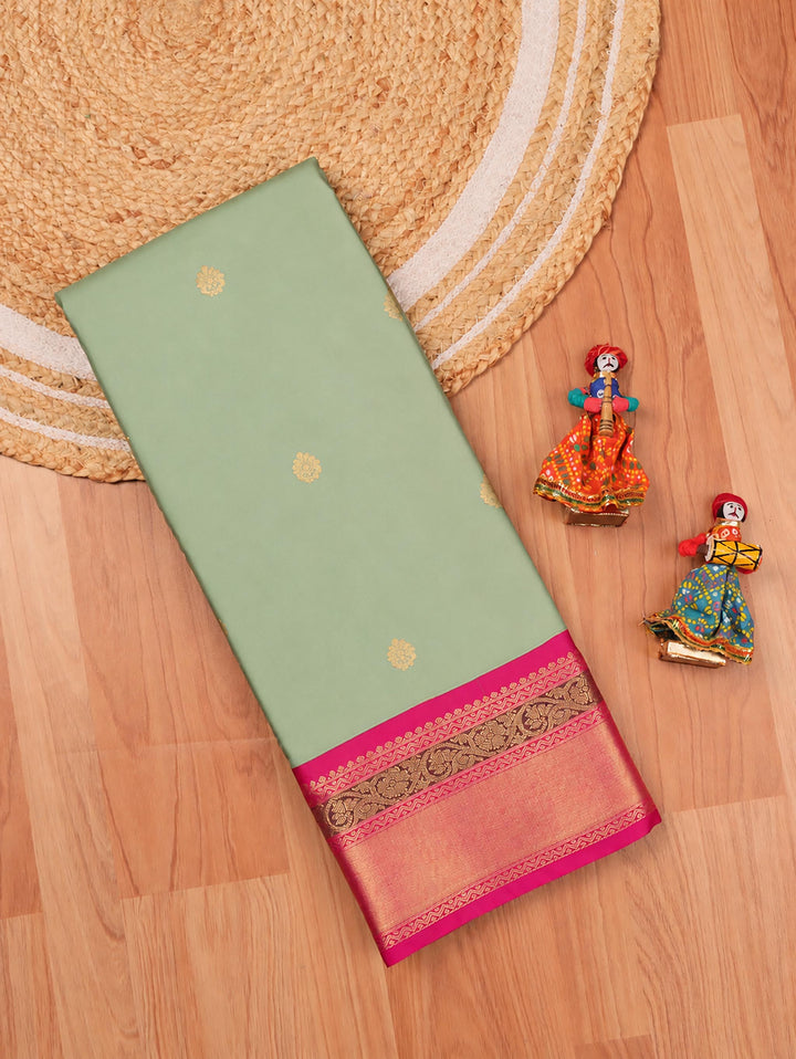Tharini — Sage Green Tana Art Silk Saree – full saree