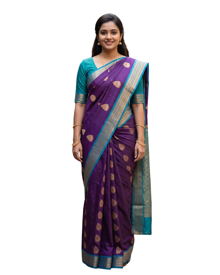 Kausalya — Deep Purple Art Silk Saree