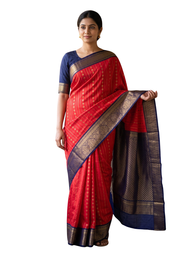 Durga — Red Tana Art Silk Saree