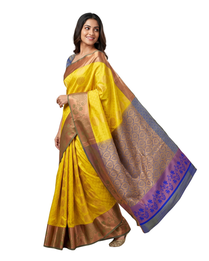 Haridra - Muted Yellew Tana Art Saree