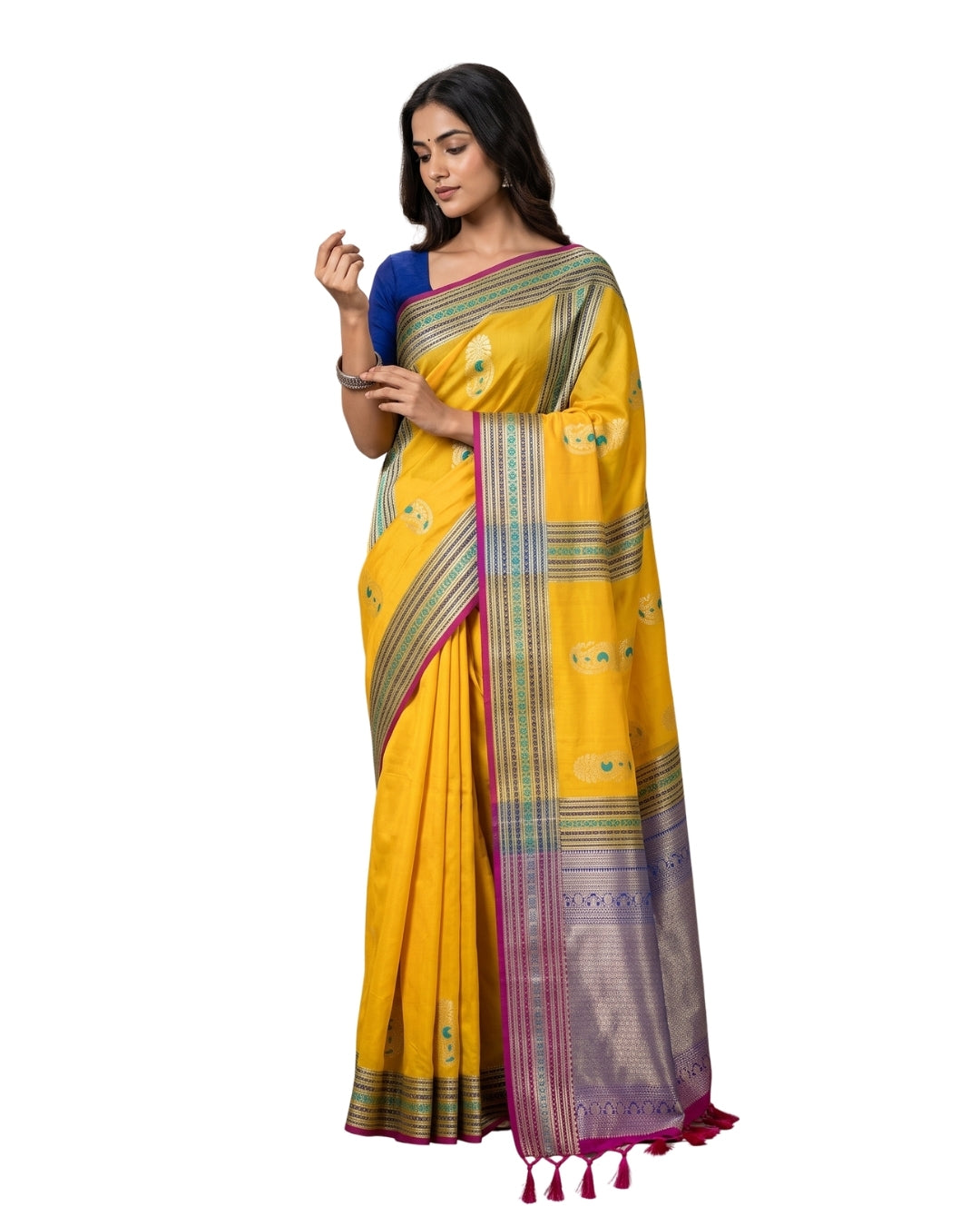 Gomathi — Golden Yellow Tana Art Silk Saree
