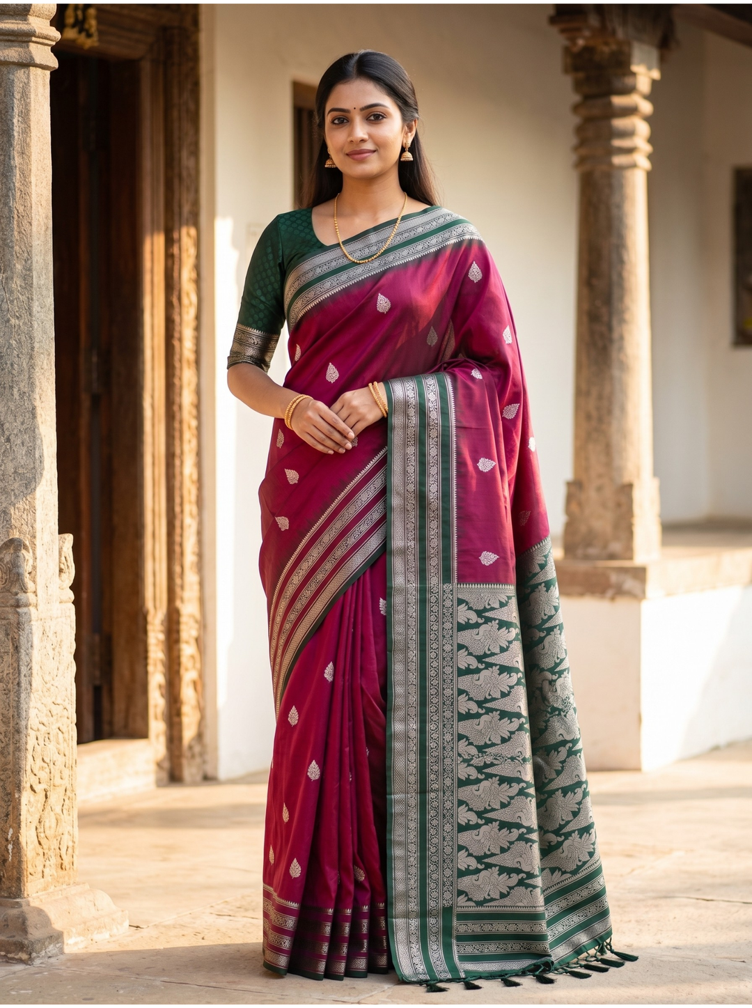 Pushpa — Pink Tana Art Silk Saree