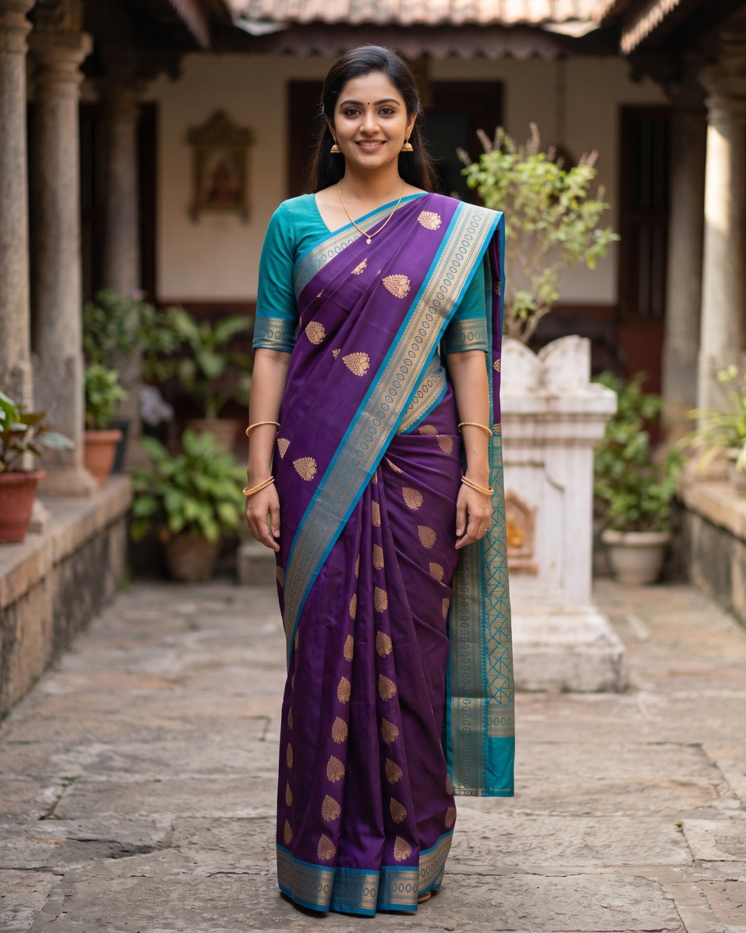 Kausalya — Deep Purple Art Silk Saree